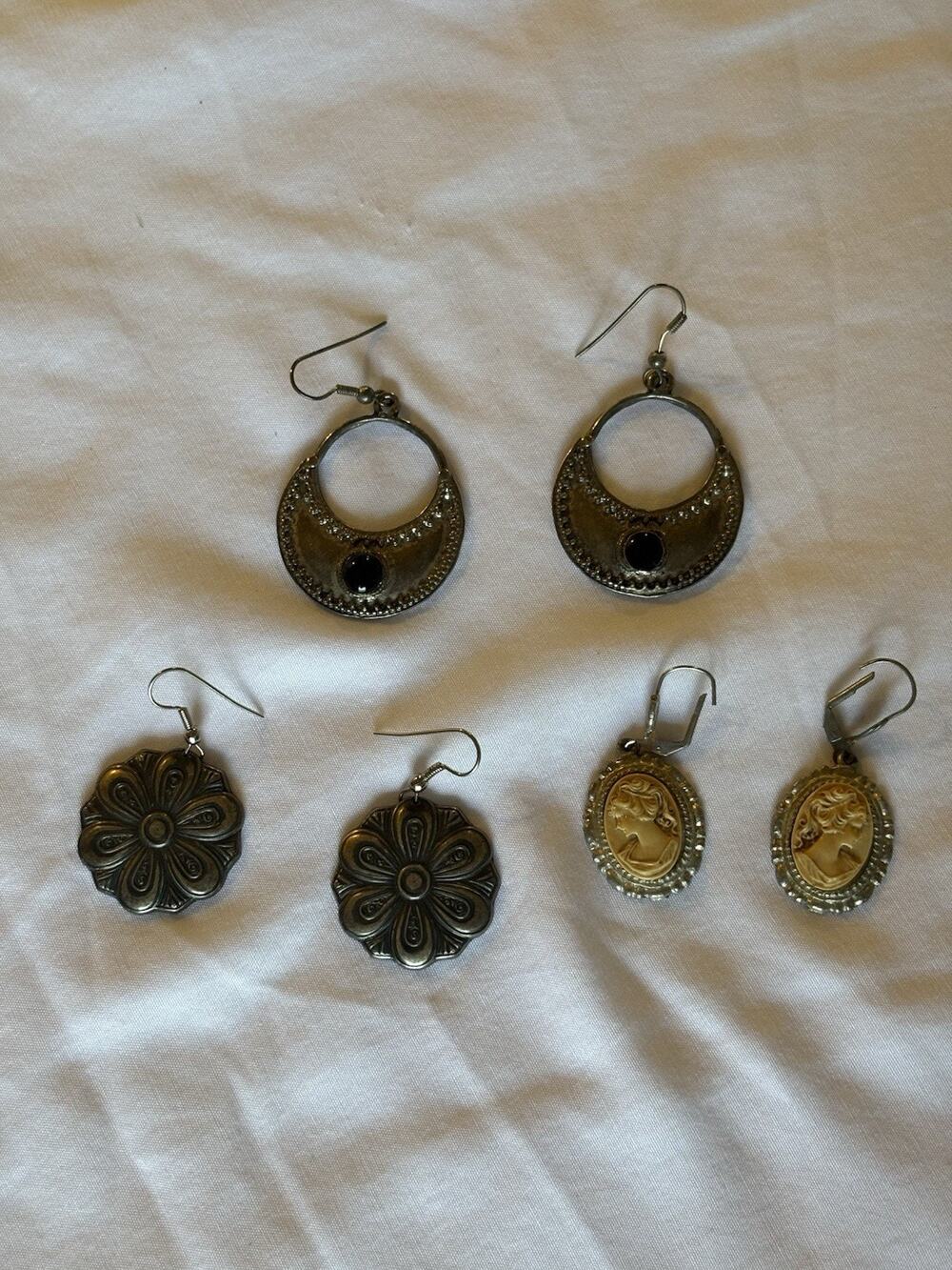 Vintage Floral Statement Earrings Gold Tone Boho
